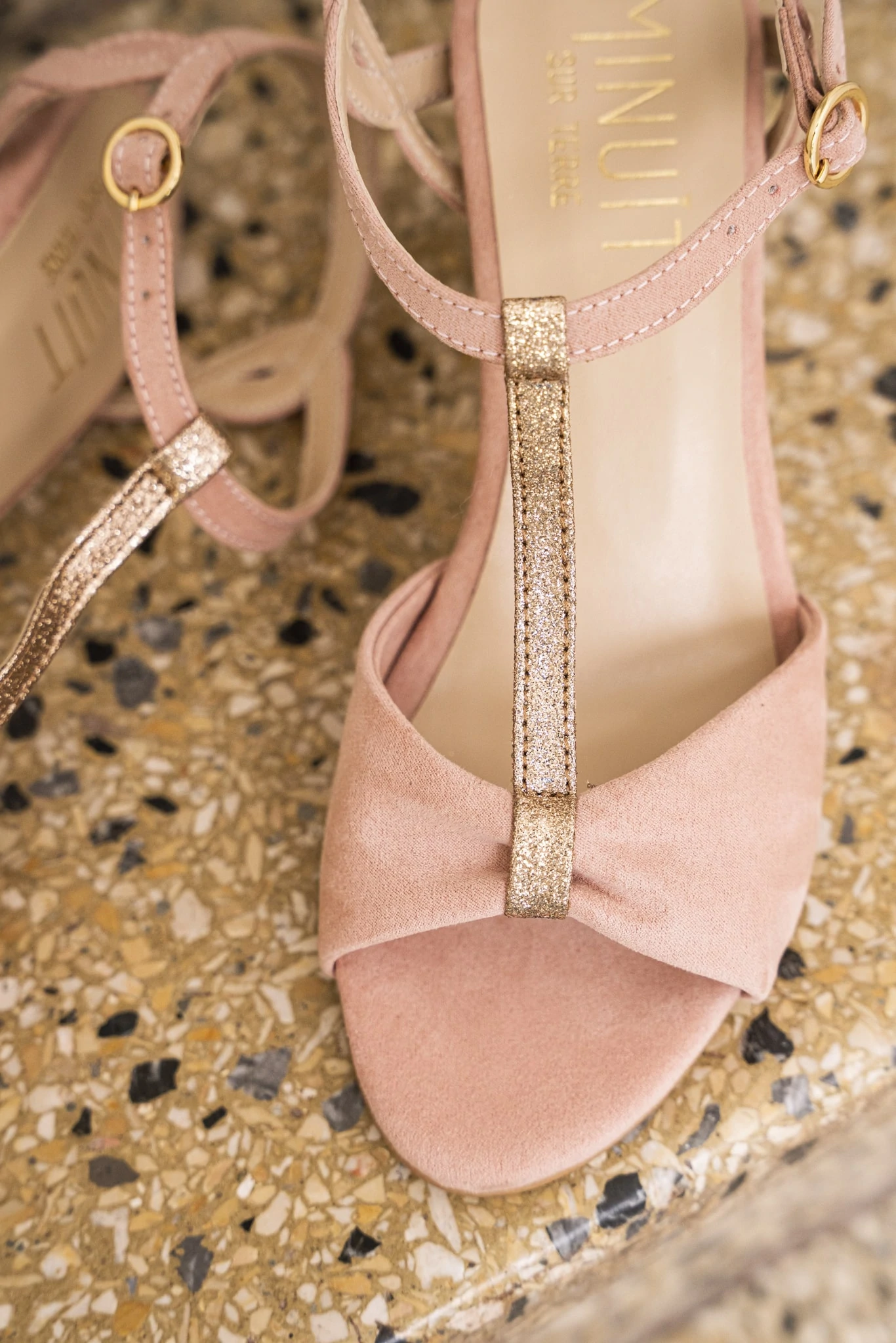 sandales à talons Saudade rose poudré 100% recyclées, végétales et naturelles