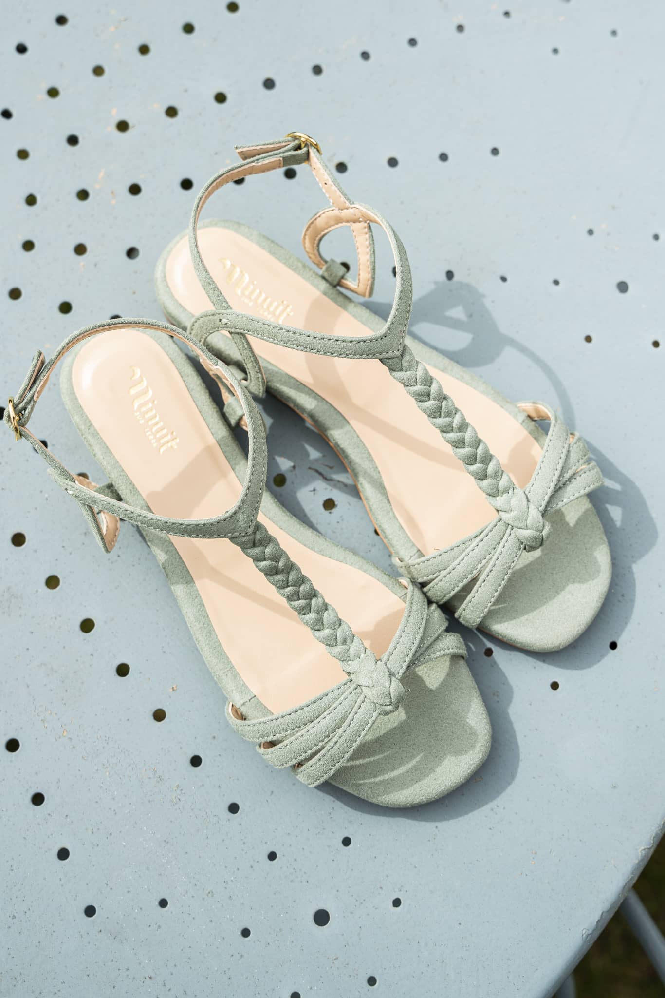 sandales plates Durance sauge 100% recyclées, végétales et naturelles