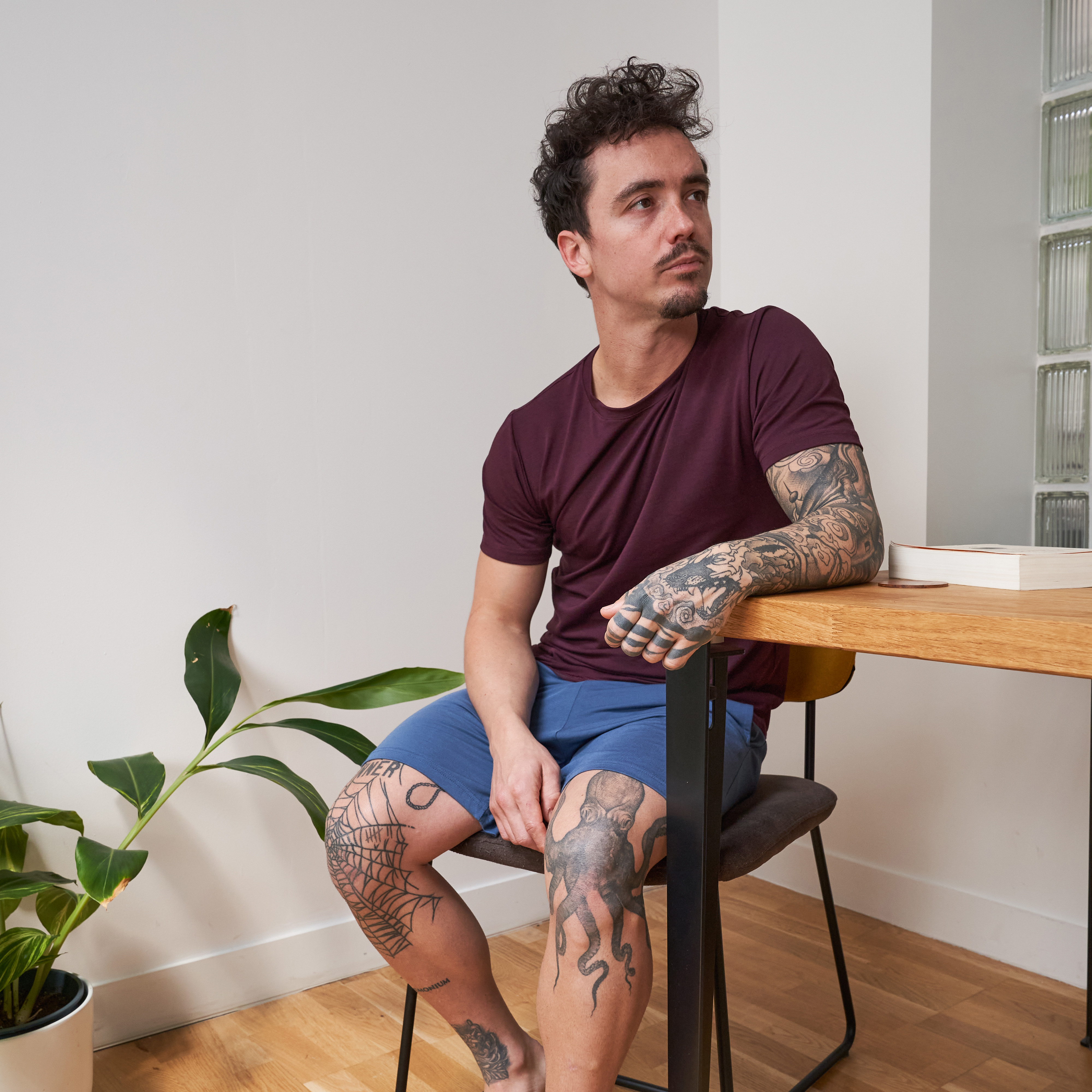 Short de pyjama bleu céruléen pour homme Pétrone