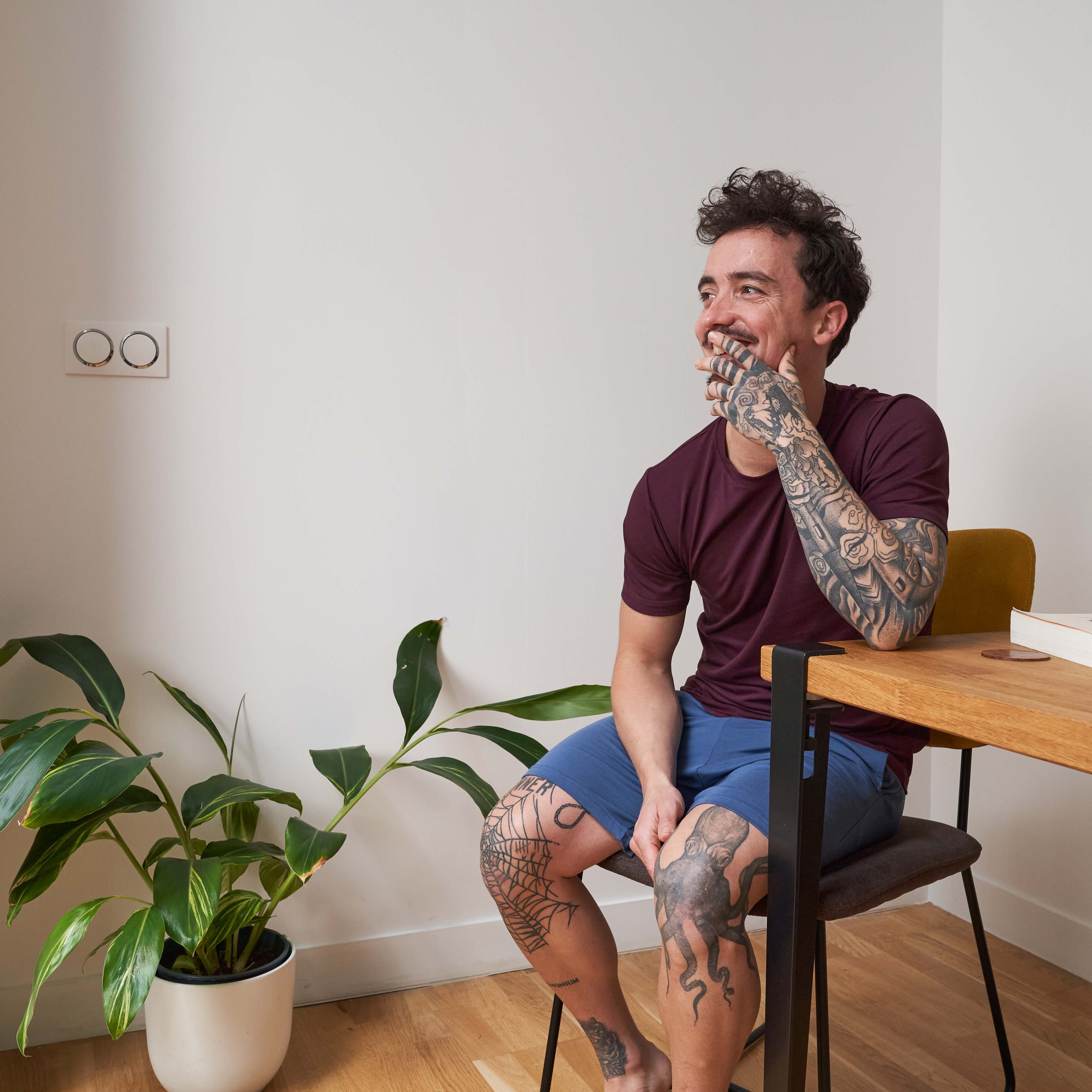 Short de pyjama bleu céruléen pour homme Pétrone