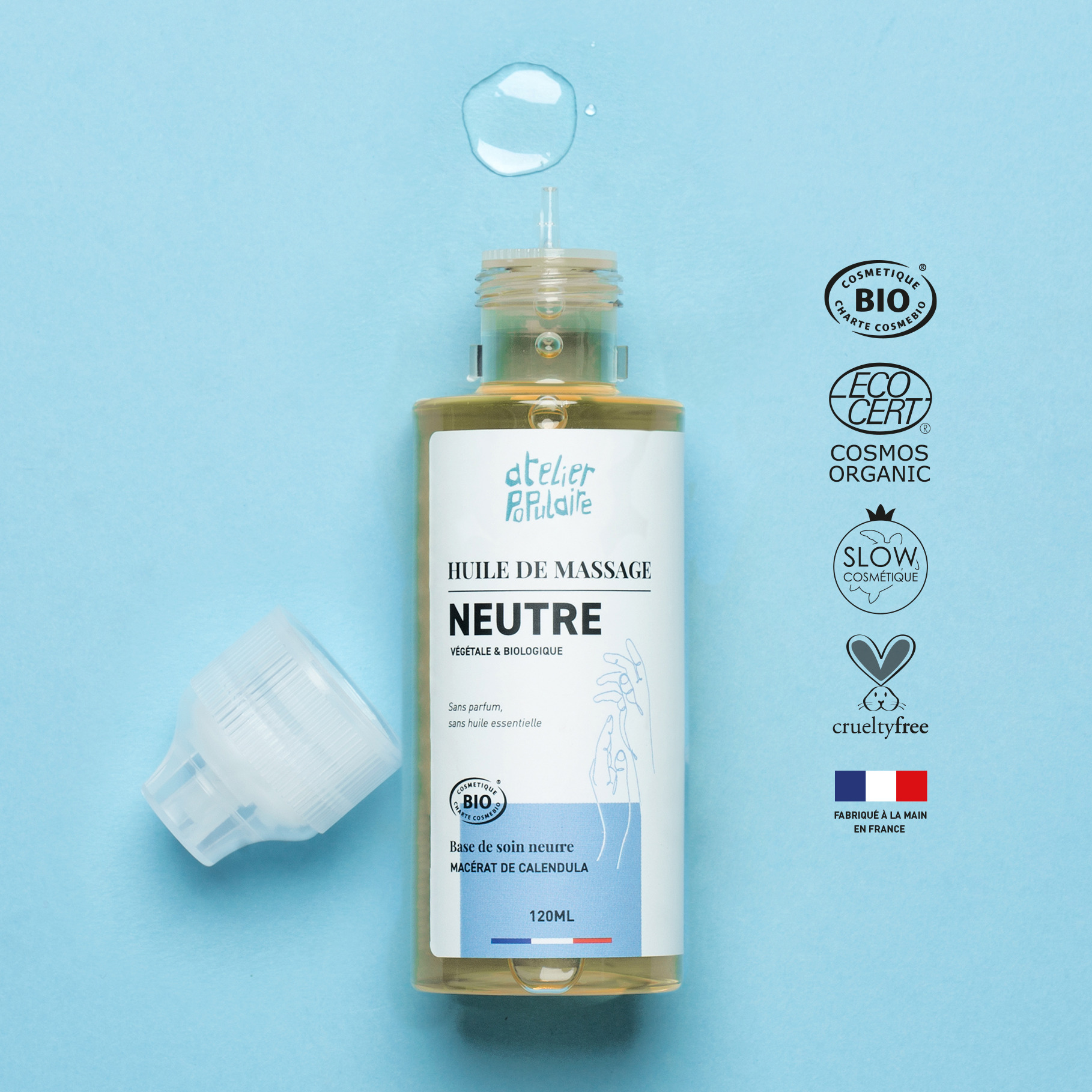 Huile de massage kiné neutre - Atelier Populaire