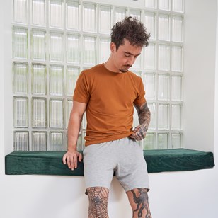 Short de pyjama coton & micromodal gris chiné clair