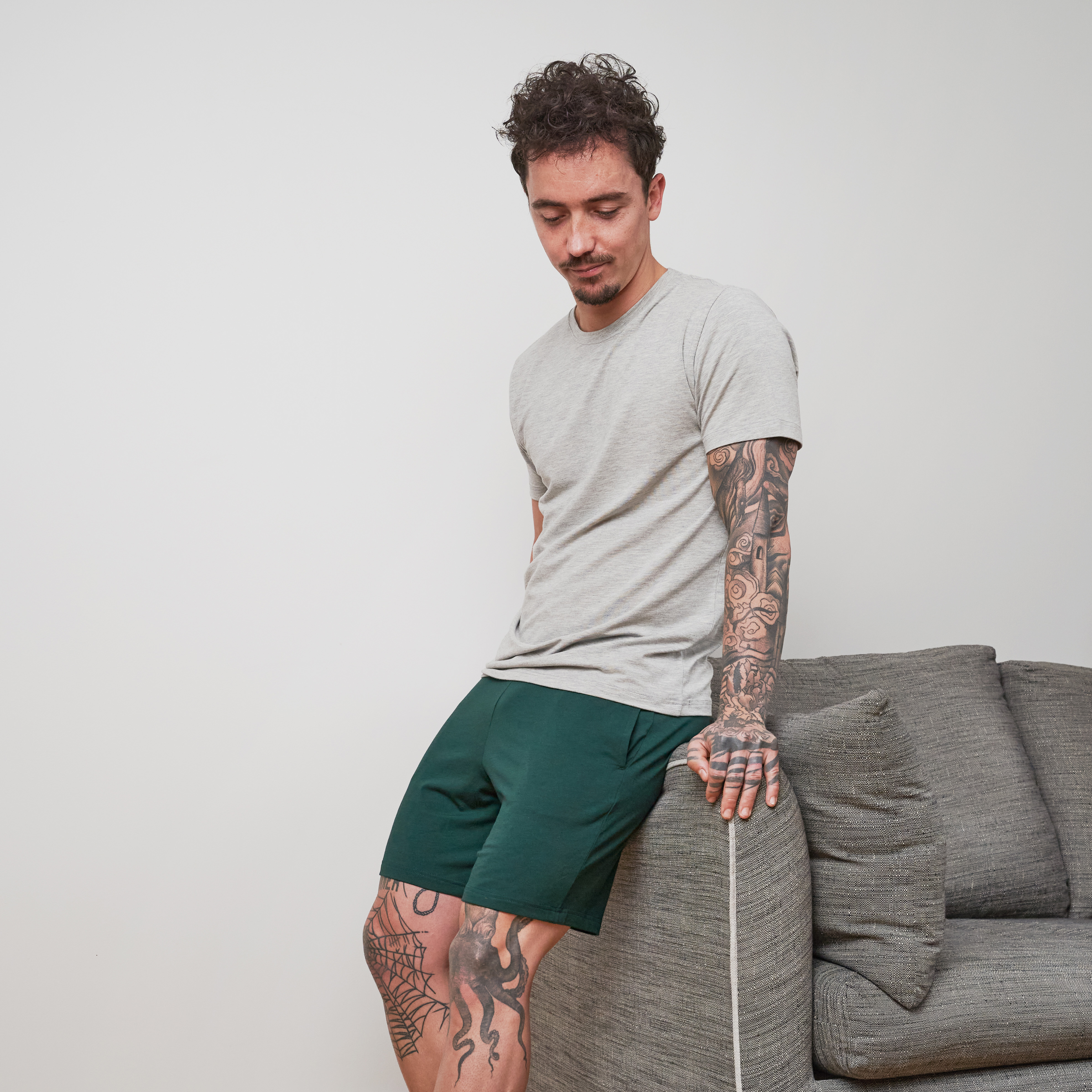 Short de pyjama vert bouteille pour homme Pétrone