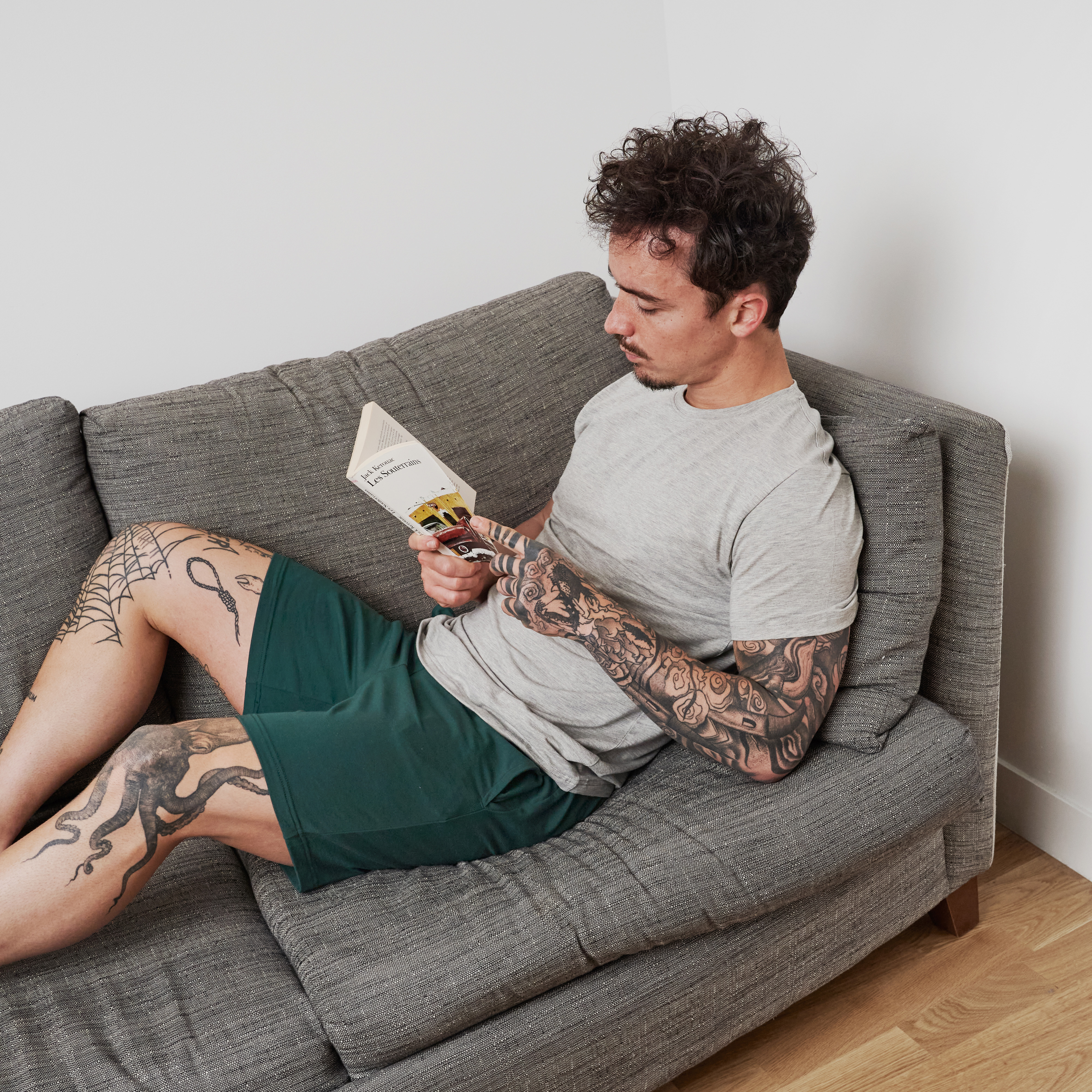 Short de pyjama coton & micromodal vert bouteille 3