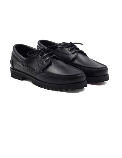 Chaussures bateau crantées cuir noir