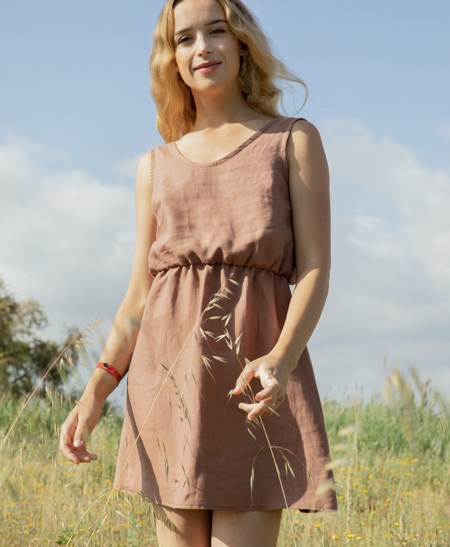 Robe Vieux Rose - 100% Lin - Mathilde fabriquée en Franc