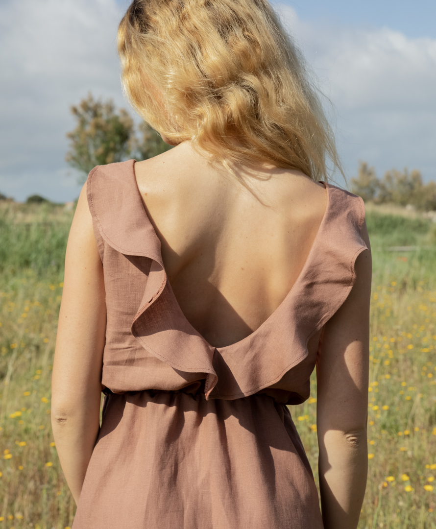 Robe Vieux Rose - 100% Lin - Mathilde European Flax