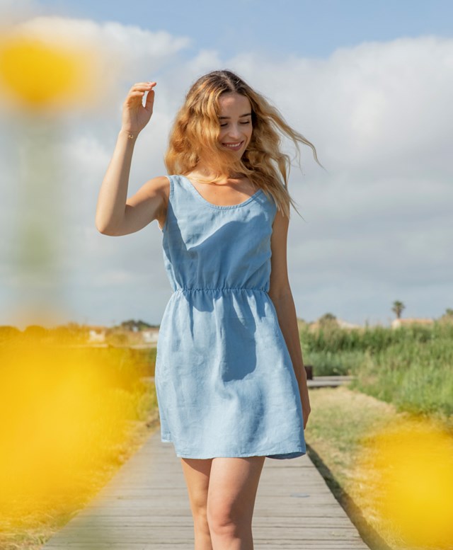 Robe Bleu ciel - 100% Lin - Mathilde