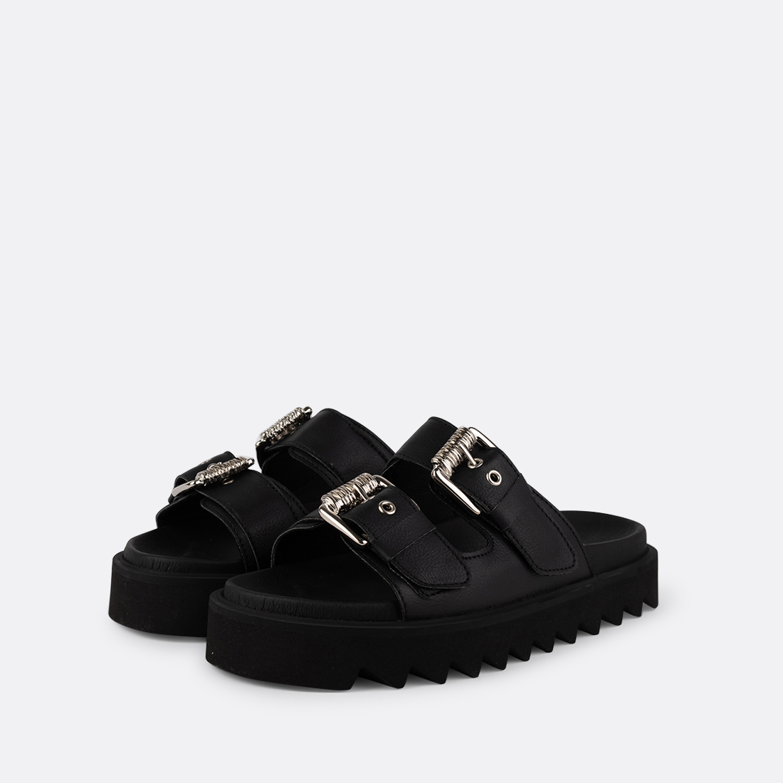 Vigo-001 - Sandales Composées en Pomme - Noires 4