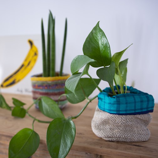 Cache-pot en chanvre et upcycling