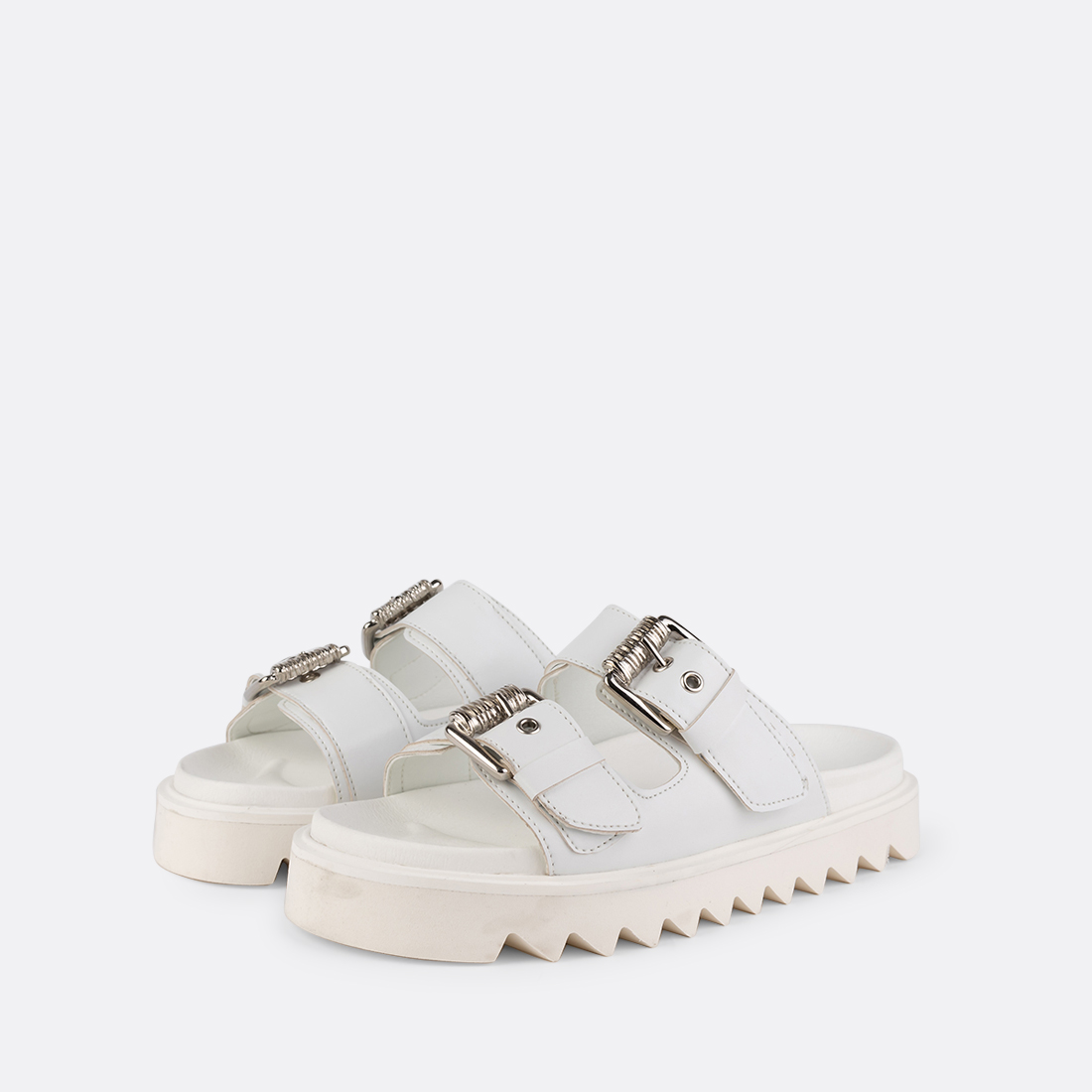 Vigo-002 - Sandales Composées en Pomme - Blanches 4