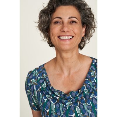 Haut en jersey bleu avec imprimés 3