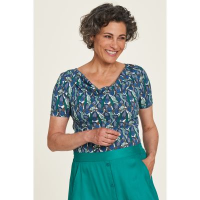 Haut en jersey bleu avec imprimés 2