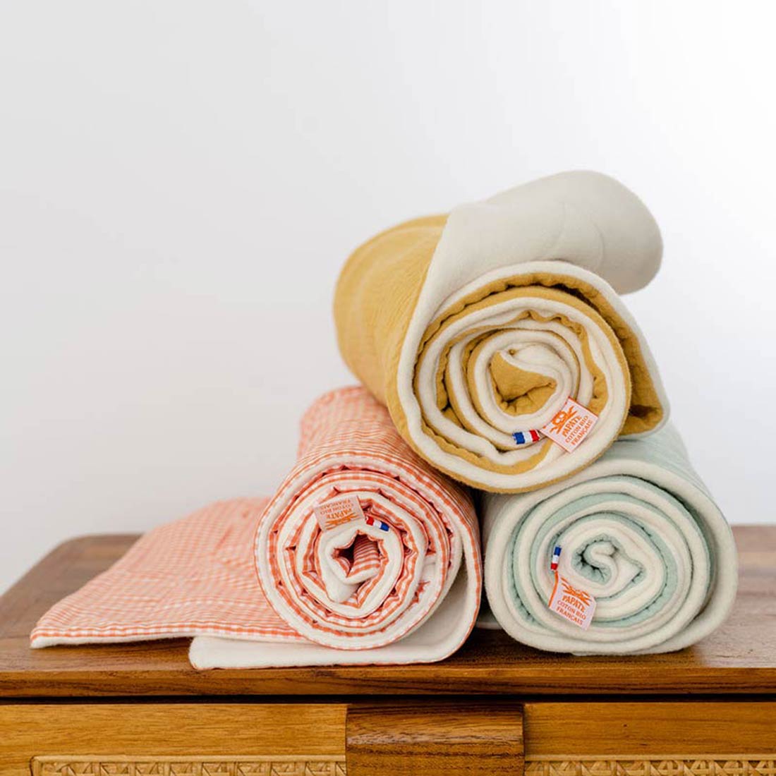 Couverture en Coton Bio Rex Honey et Blanc 8