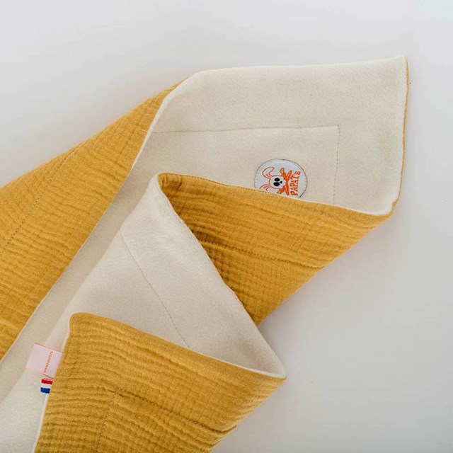 Couverture en Coton Bio Rex Honey et Blanc 3