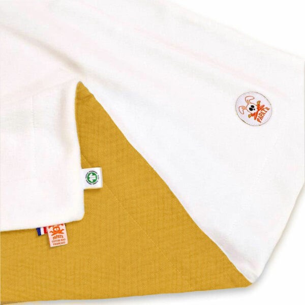 Couverture en Coton Bio Rex Honey et Blanc 2