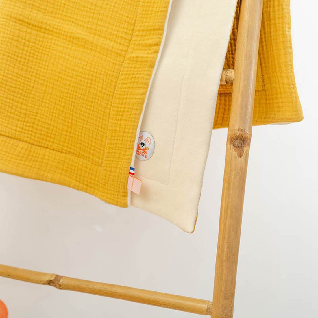 Couverture en Coton Bio Rex Honey et Blanc 6