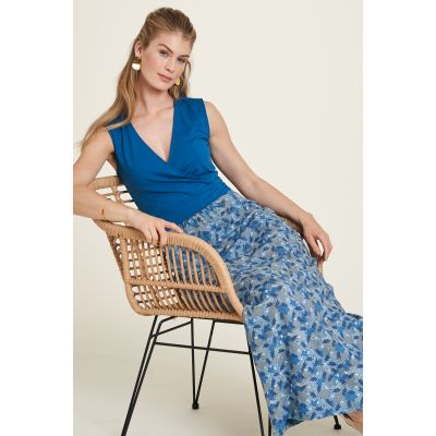 Robe jersey bleue motifs fleuris 4