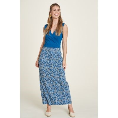 Robe jersey bleue motifs fleuris 2