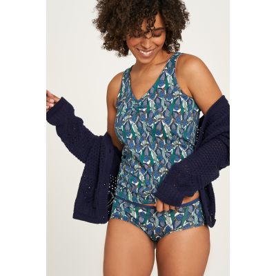 Culotte bleue en jersey coton bio avec motifs fleuris 4