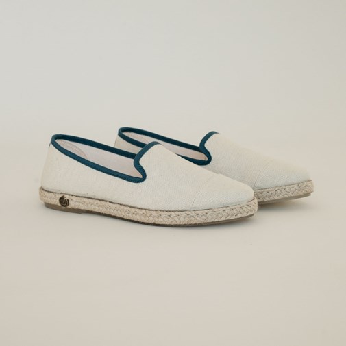 Espadrille femme en Lin Recyclé - Blanc Bleu