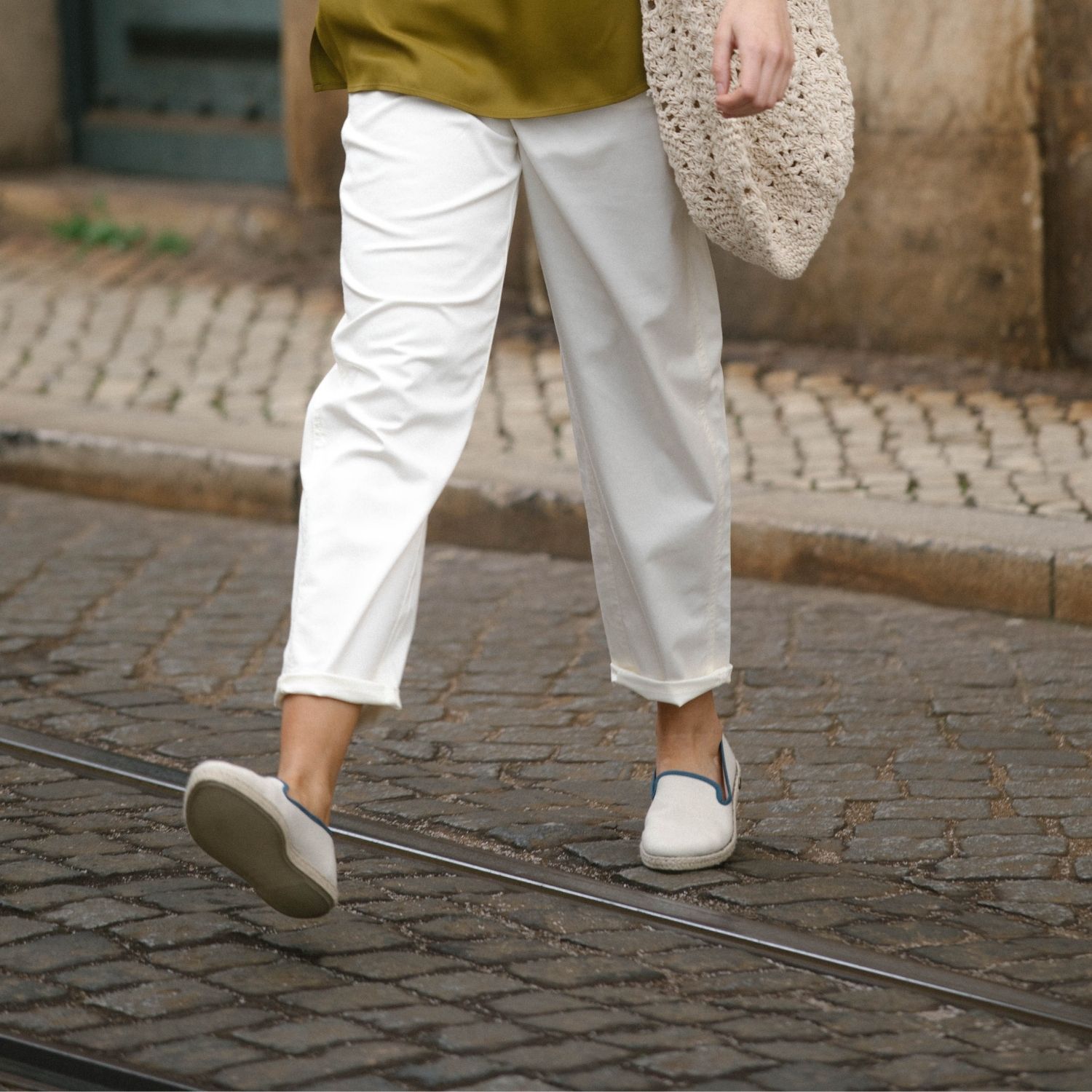 Espadrille femme en Lin Recyclé - Blanc Bleu 7