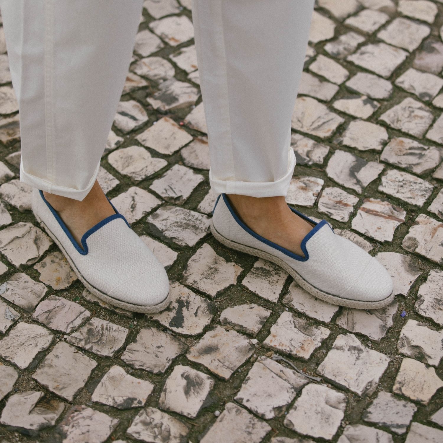 Espadrille femme en Lin Recyclé - Blanc Bleu 8