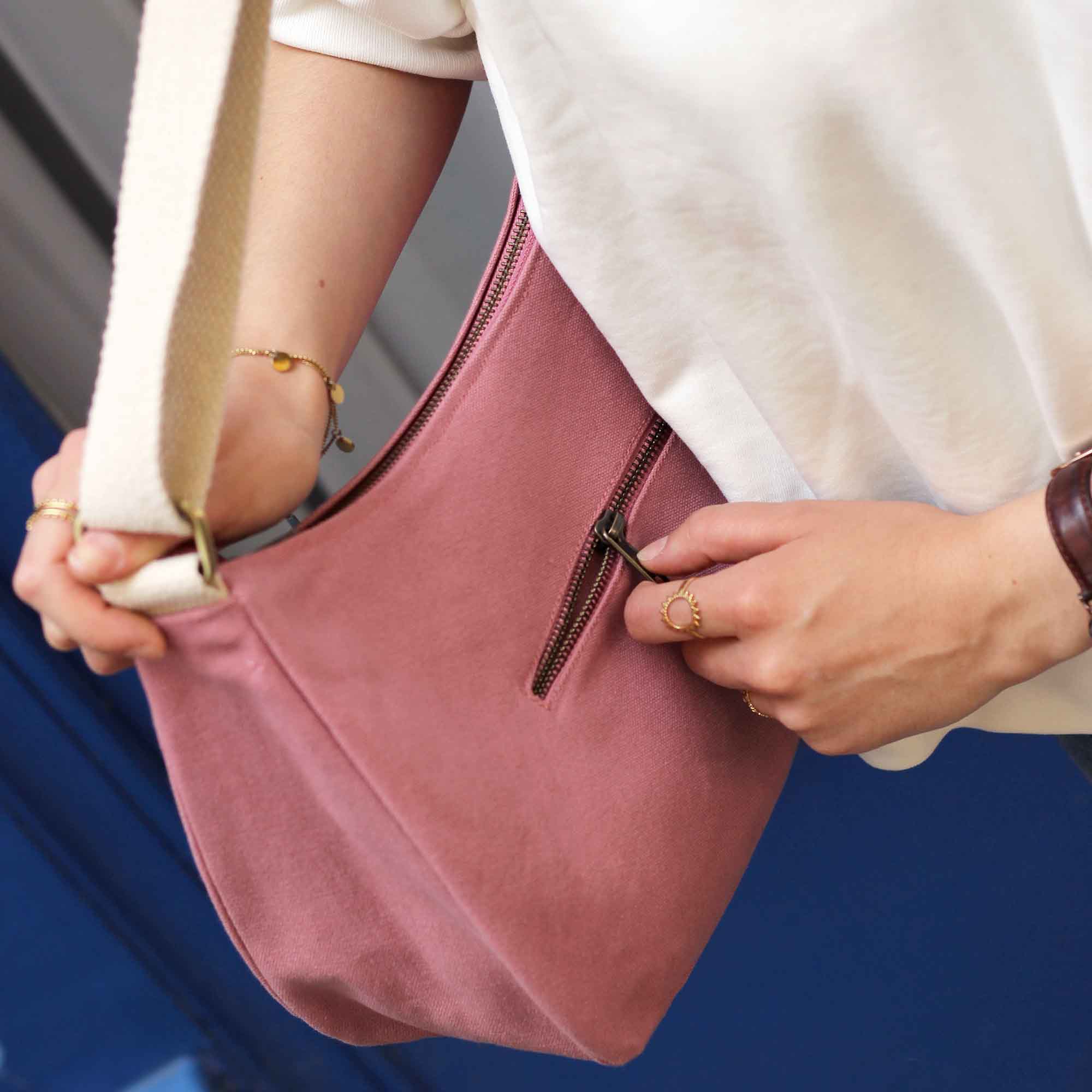 Sac à main ROSA, rose blush, coton bio 5