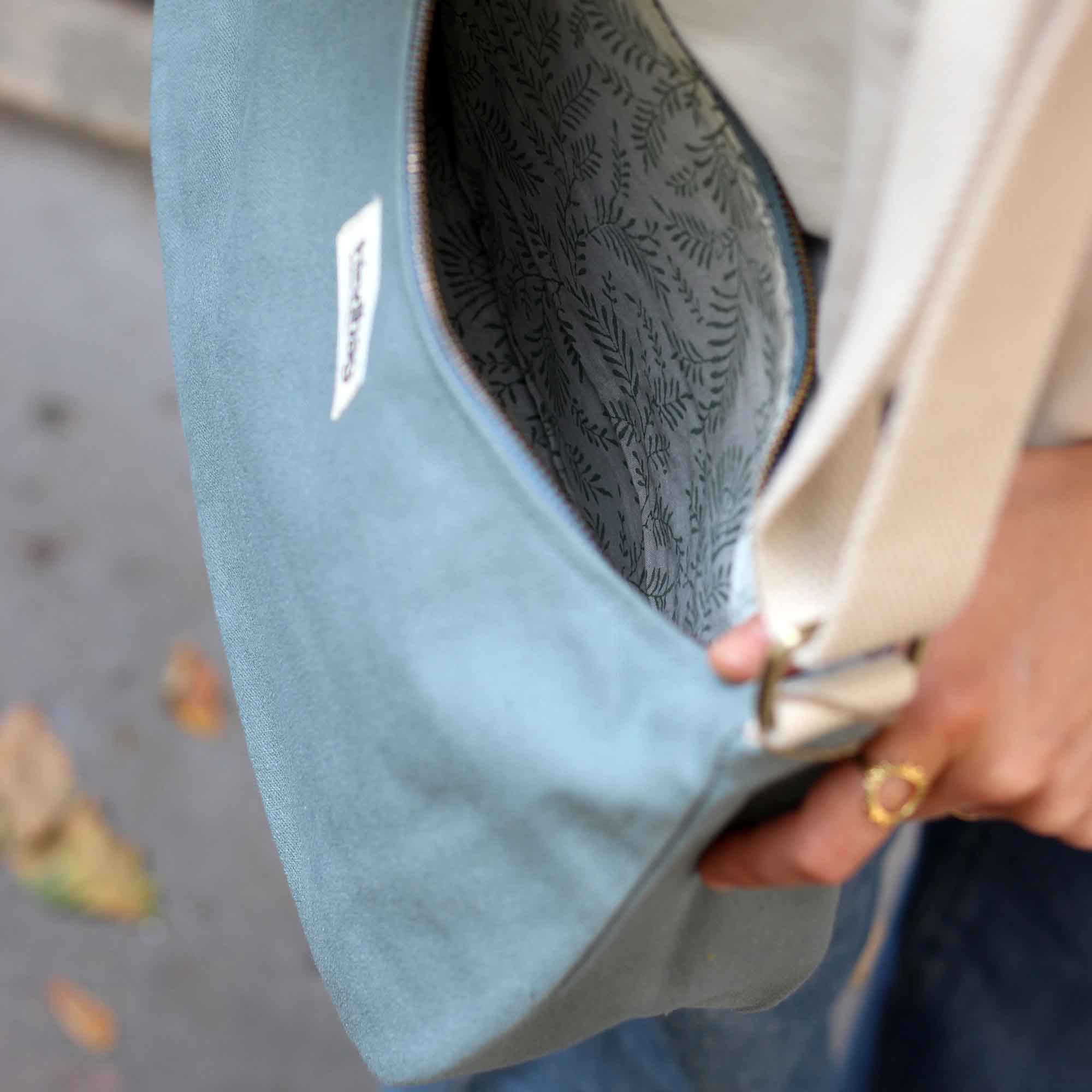 Sac à main ROSA, vert sauge, coton bio 4