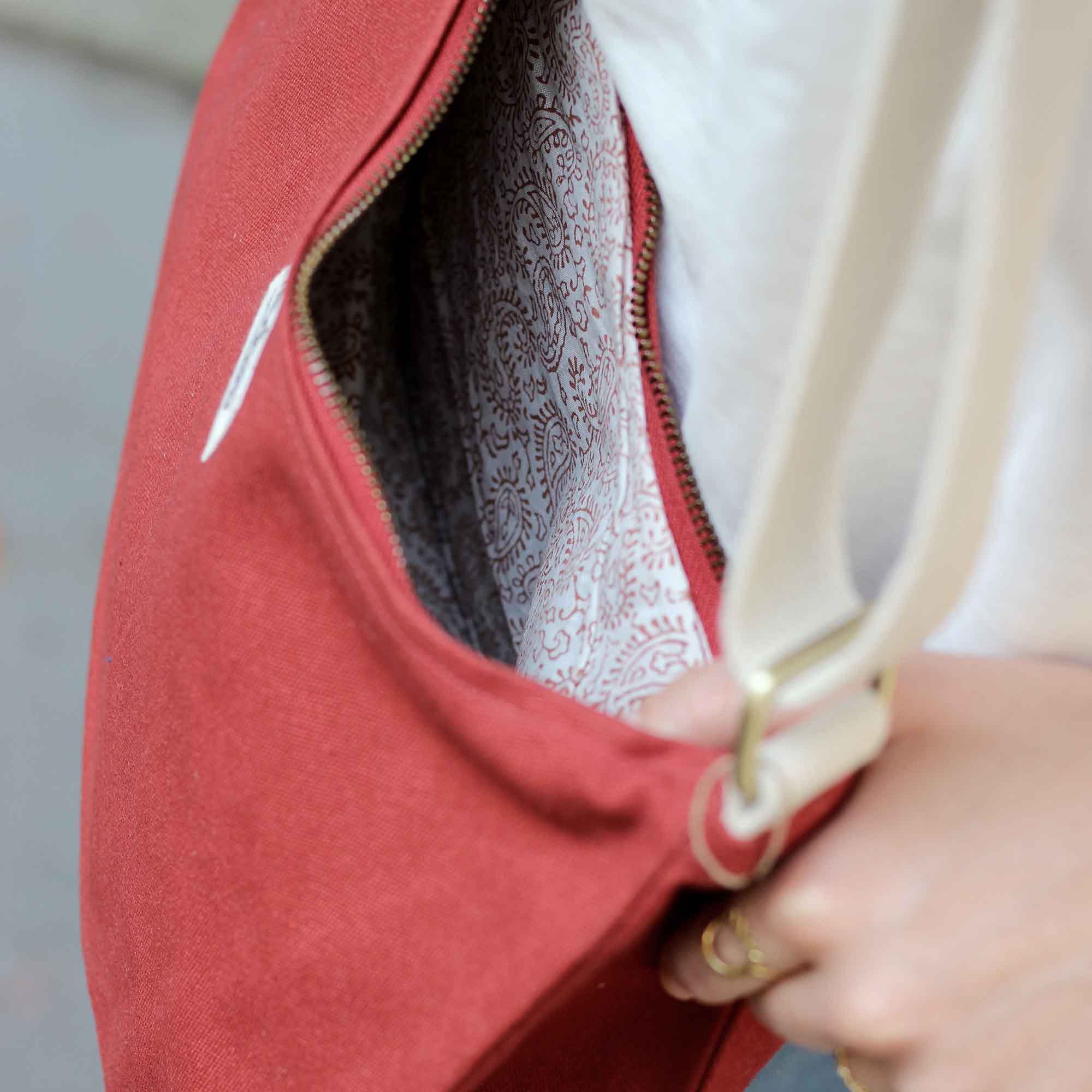 Sac à main ROSA, rouge terracotta, coton bio 4