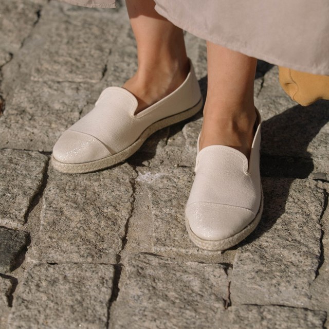 Espadrille femme en Coton Recyclé - Ivoire paillettes 8