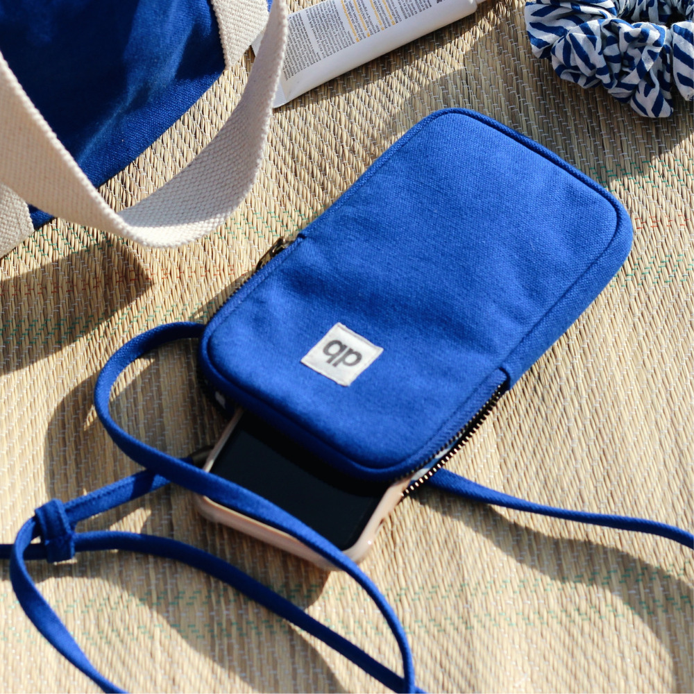 Pochette pour téléphone BILL, bleu électrique, coton bio 3