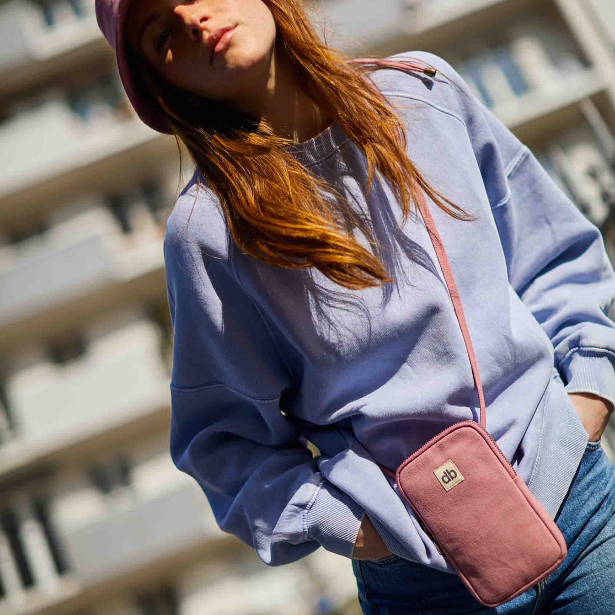 Pochette pour téléphone BILL, rose blush, coton bio