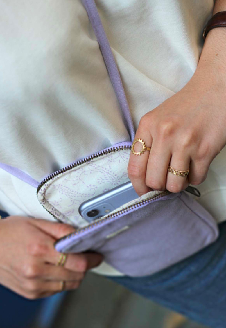 Pochette pour téléphone BILL, violet lilas, coton bio
