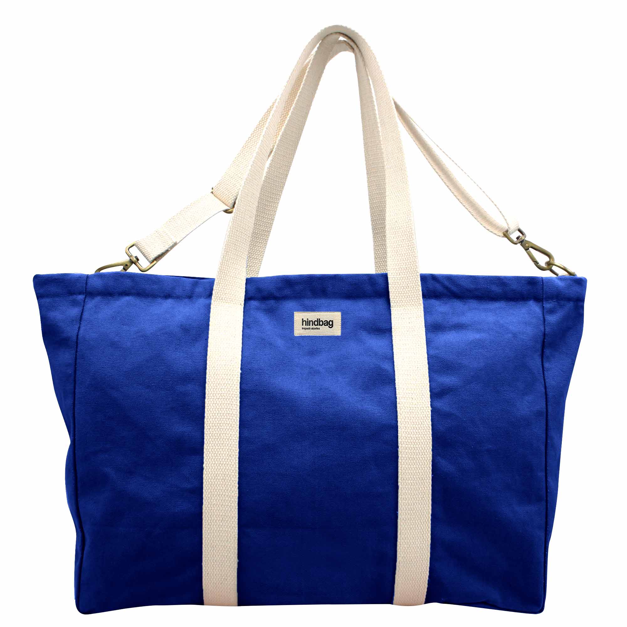 Sac weekend JEAN, avec bandoulière, bleu electrique, coton bio 3