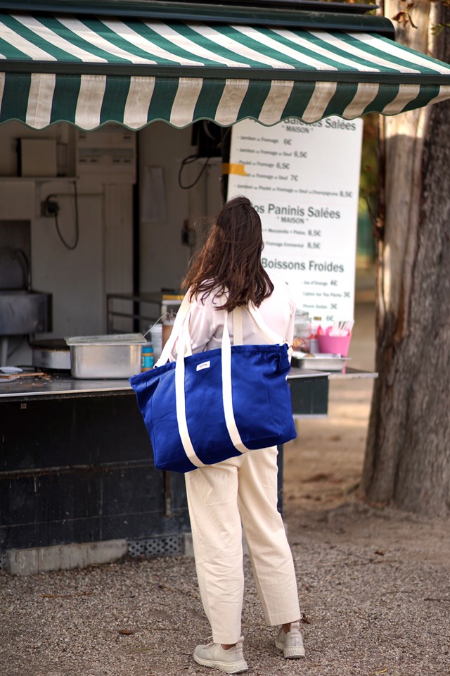 Sac weekend JEAN, avec bandoulière, bleu electrique, coton bio 2
