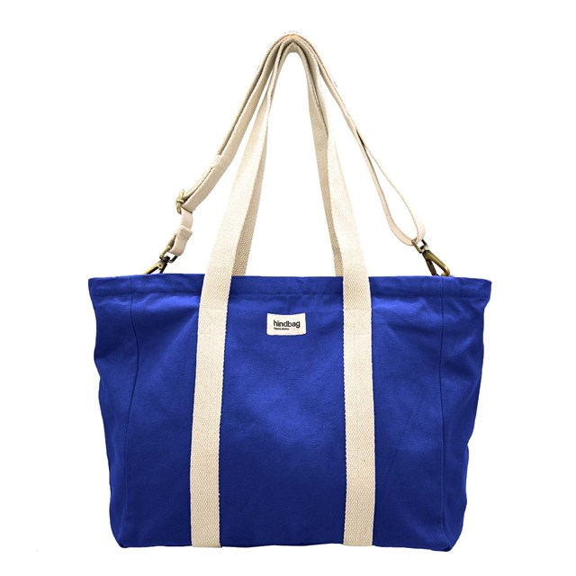 Sac cabas avec bandoulière CESAR, bleu électrique, coton bio 2