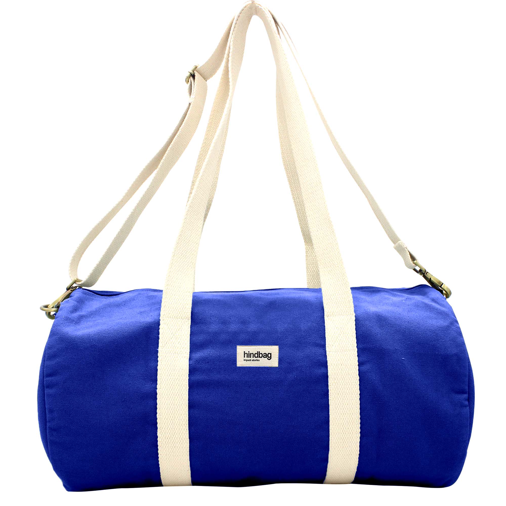 Sac polochon SIMON, avec bandoulière, bleu electrique, coton bio 2