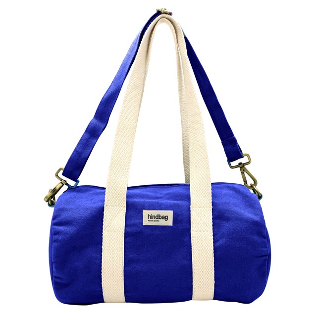 Mini sac polochon MINI SIMON, avec bandoulière, bleu electrique, coton bio 2