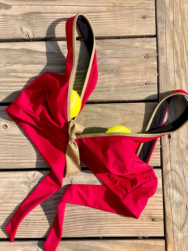 Maillot de bain deux pièces bordeaux gold nylon recyclé - CERISETTE 5