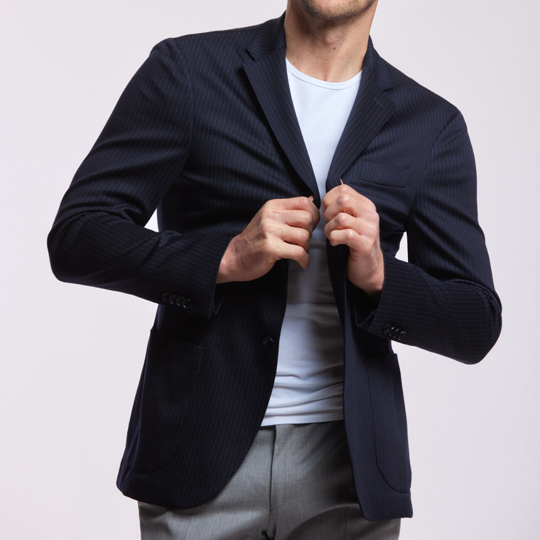 blazer 100% merinos extensible, Gianni à rayures très légères 2