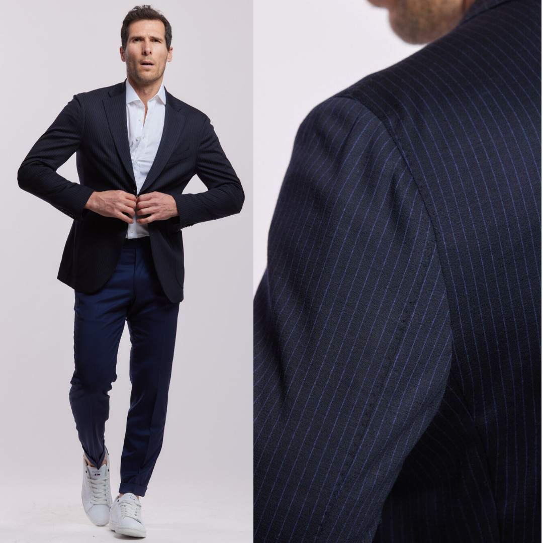 blazer 100% merinos extensible, Gianni à rayures très légères 3