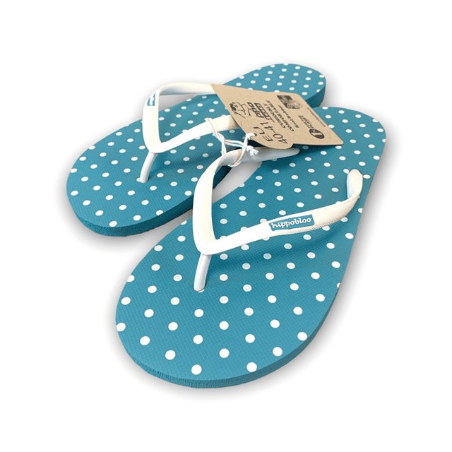 Tongs éthiques & écologiques bleu atlantique pois coconut 2