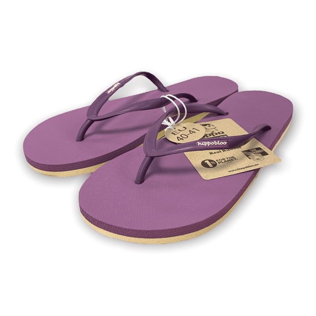 Tongs éthiques & écologiques violettes et semelle crème 2