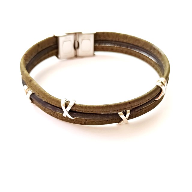 Bracelet en liège unisexe Valentin, bleu ou couleur au choix 3