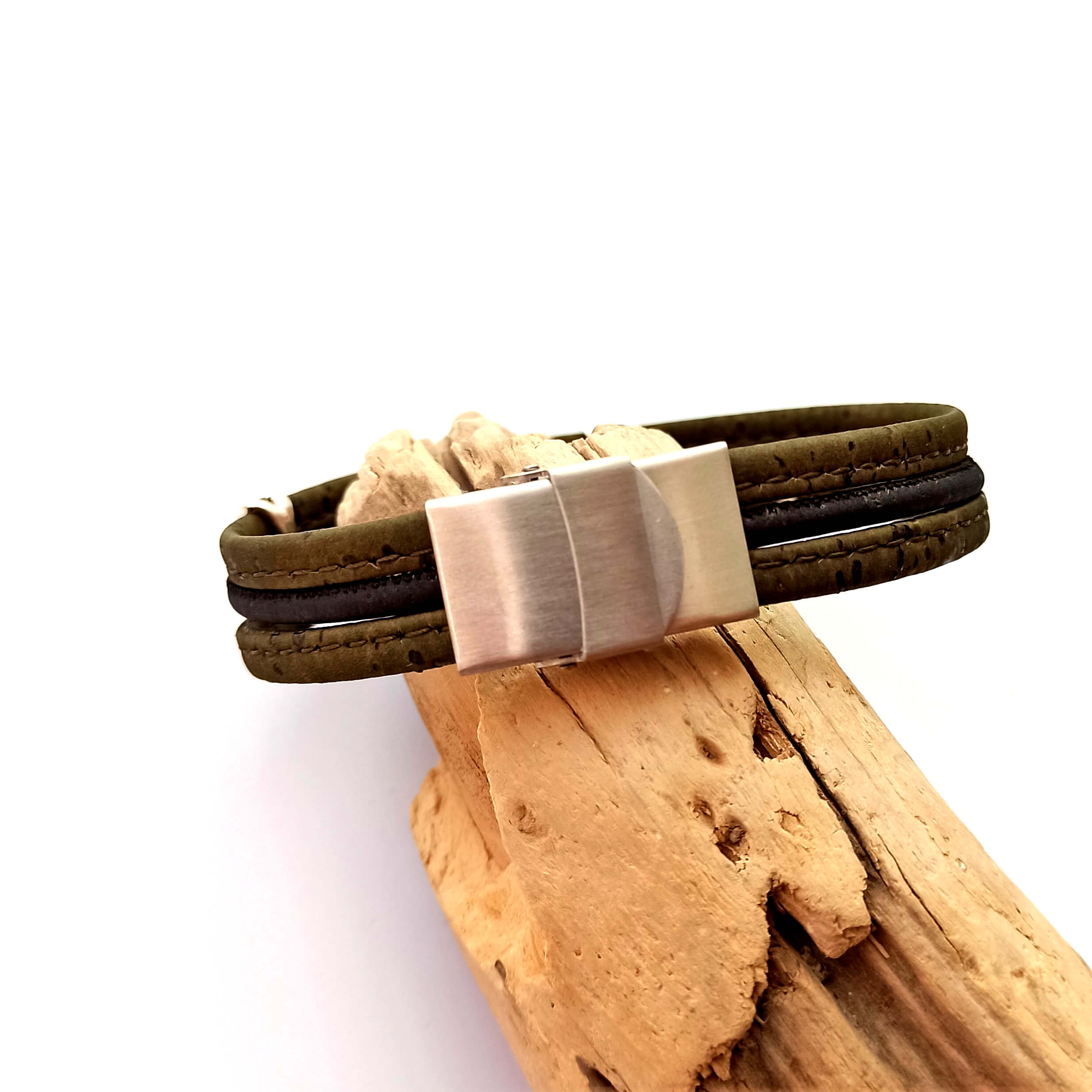 Bracelet en liège unisexe Valentin, vert kaki ou couleur au choix 14