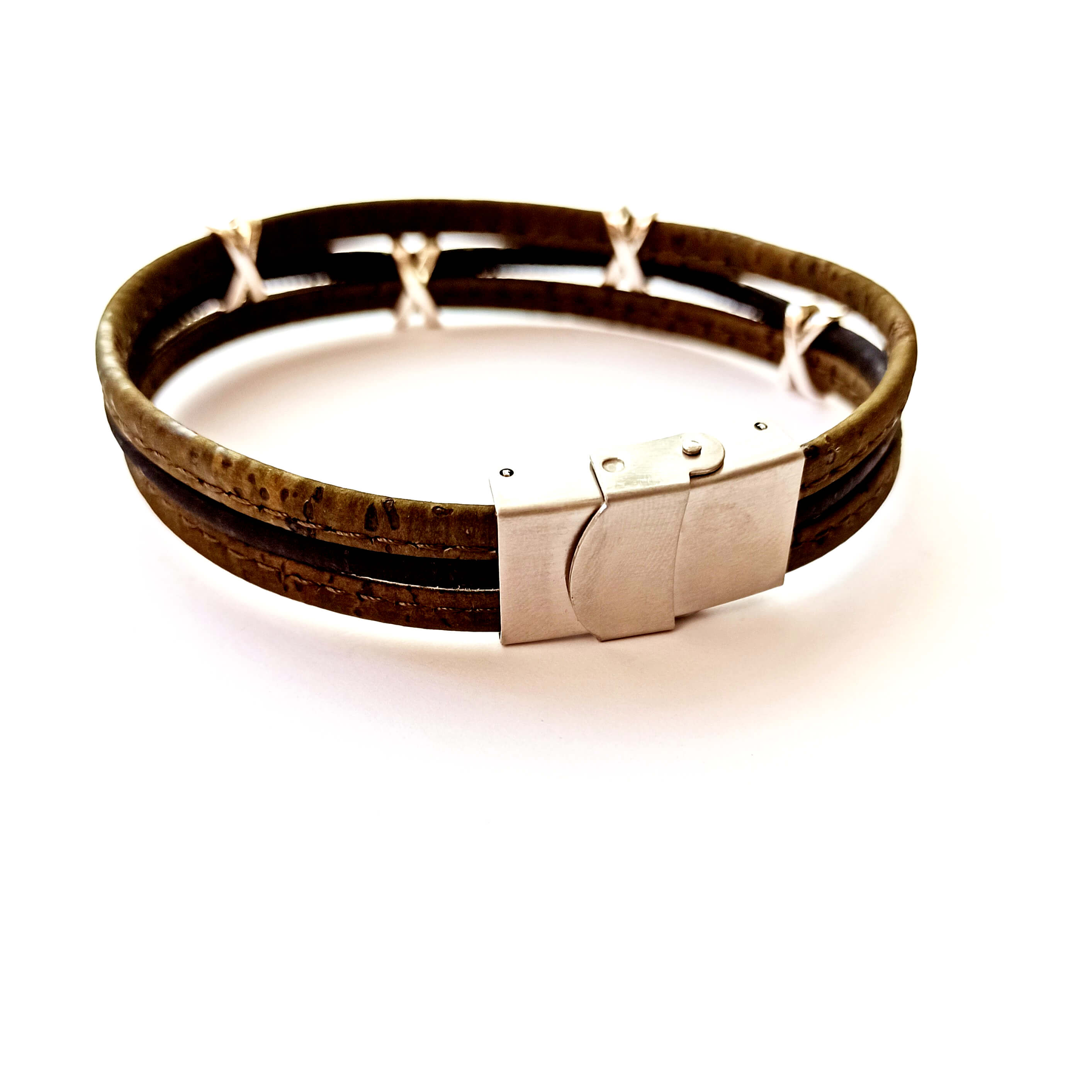 Bracelet en liège unisexe Valentin, vert kaki ou couleur au choix 4