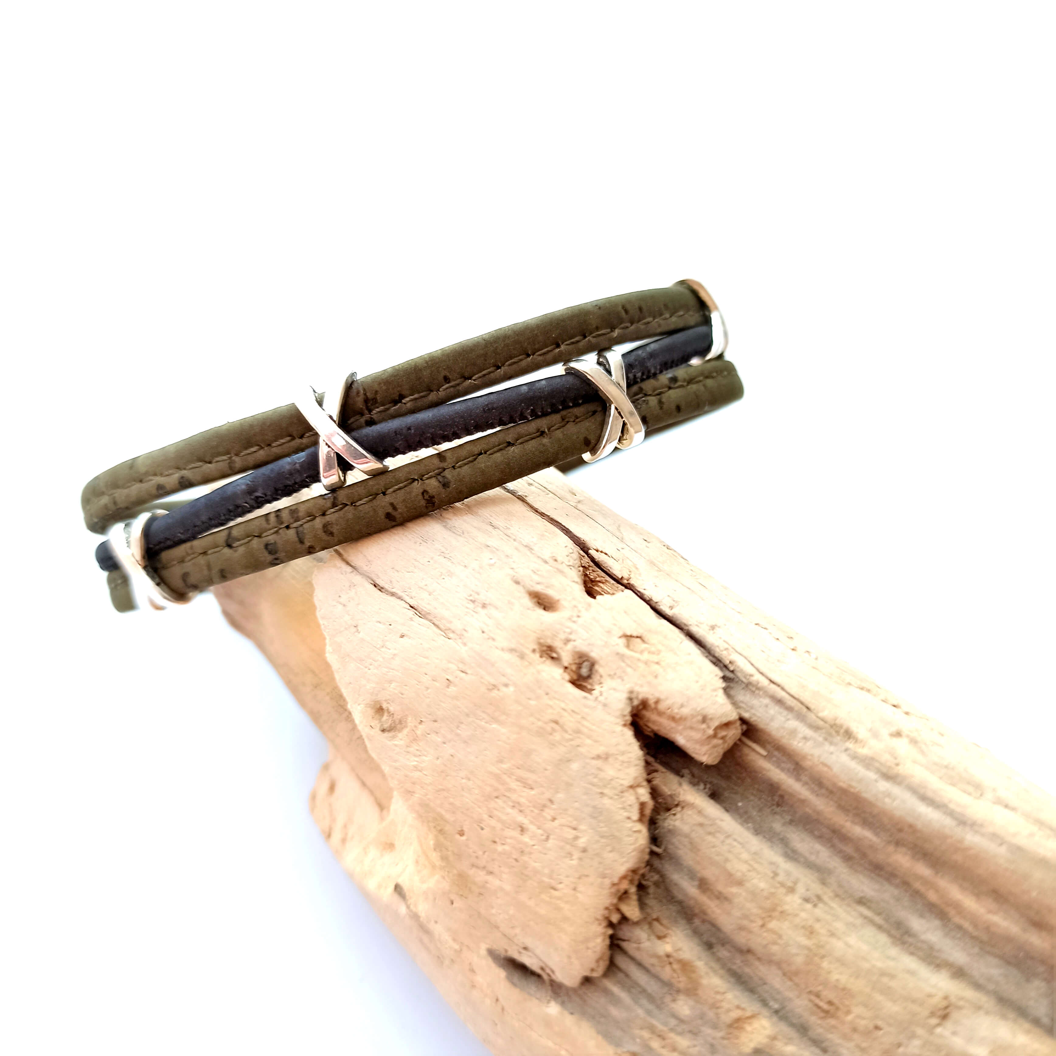 bracelet en liege kaki homme