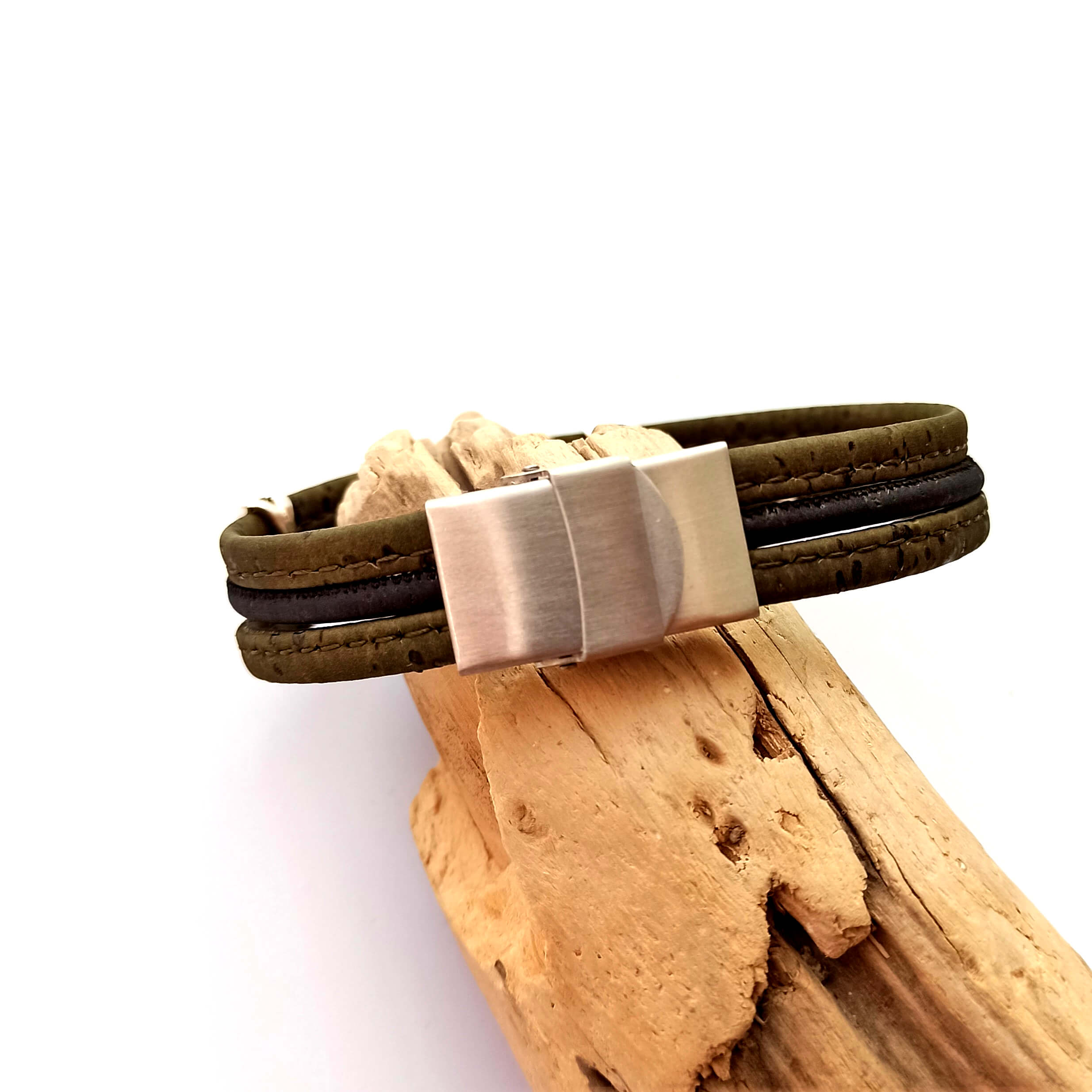 Bracelet en liège unisexe Valentin, vert kaki ou couleur au choix 6