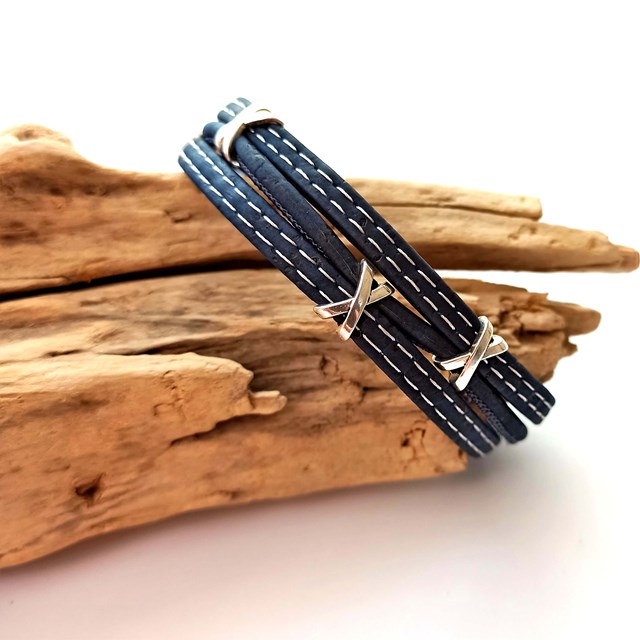Bracelet en liège unisexe Valentin, bleu ou couleur au choix 8